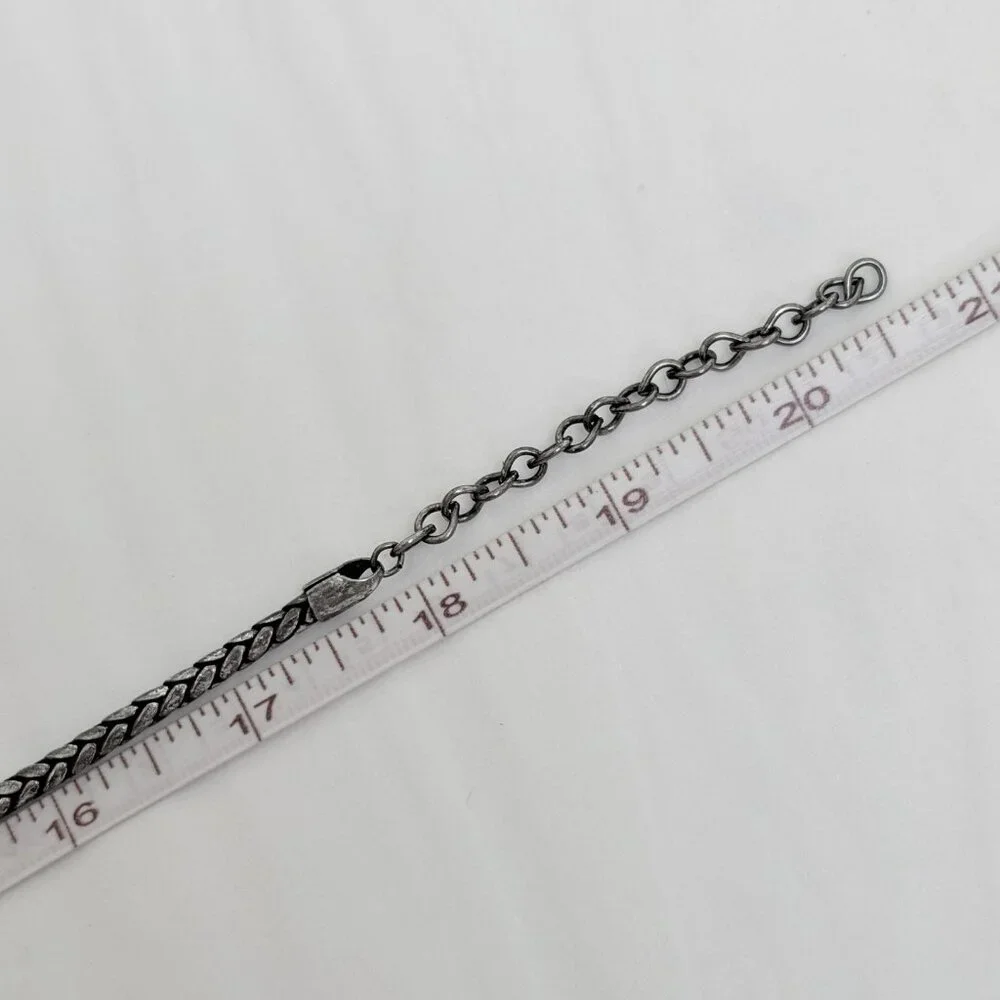 Chicos Vintage 18 In Herringbone Thick Rope Silvertone Necklace Chunky Statement